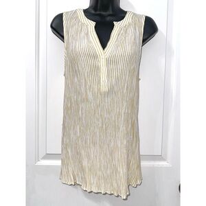 Andree by Unit Yellow Striped Sleeveless Top, w/ buttons